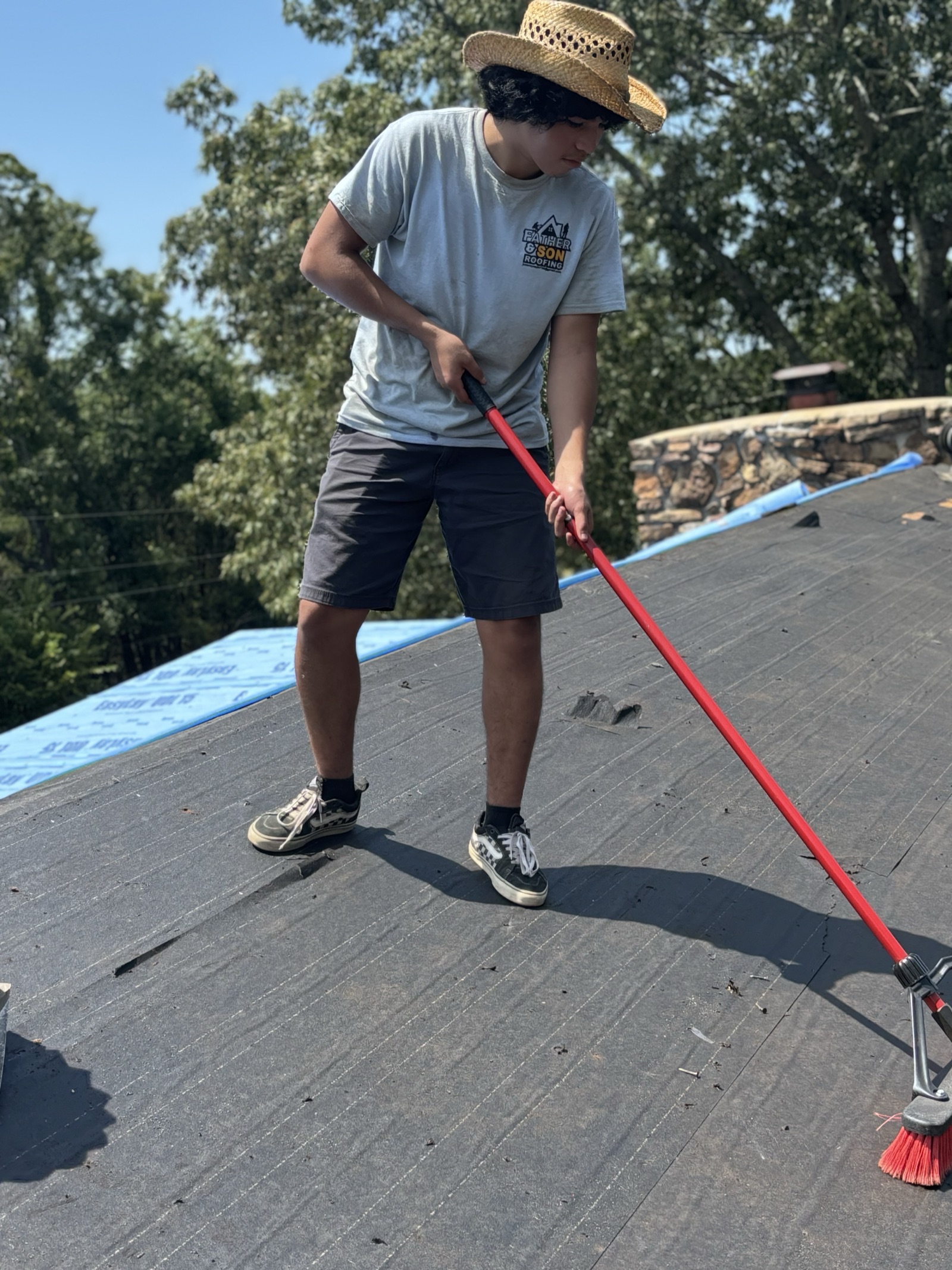 My son working
